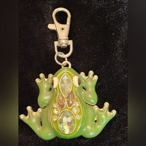 VINTAGE SWAROVSKI CRYSTAL JADE COLORED FROG KEYCHAIN